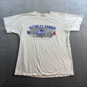VTG 1999 World Series Yankees vs Braves T Shirt MLB Beige Men's L